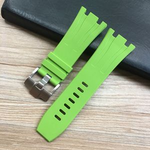 Mens Watch Band 28 mmm czarny szary zielony czerwony żółty niebieski wodoodporny gumowy silikon designerski pasma obserwacyjne pasek do dopasowania AP26400 Bransoletka