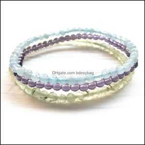 Beaded Strands Armband smycken MG0124 AA Grad Aquamarine Armband Prehnite Ameyhtst Yoga Mala Bead 4 MM Mini Gemstone Set Drop Delivery