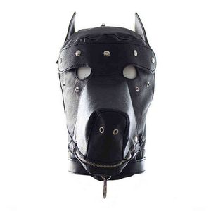 NXY SM Sex Adult Toy Products for Men and Women Training y Leather Dog Headgear Slave Bondage s Games Cosplay Mask Adjustable Size1220