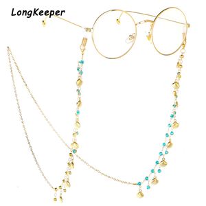 Fashion Womens Gold Eyeglass Chains Sunglasses Reading Beaded Glasses Chain Eyewears Cord Holder neck strap Rope 70cm