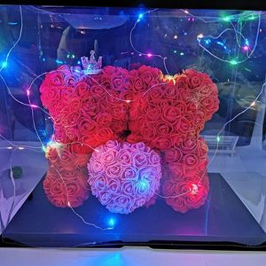 装飾的な花の花輪クリエイティブな贈り物永遠のテディベアのバラのバラのバレンタインの日のためのガールフレンド妻の甘いホームフェスティバルサプライ品1