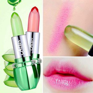 6 Kolory Aloe Vera Balm Lip Kryształ Jelly Lipstick Set Magic Temperatura Kolor Zmień długotrwałe nawilżające wodoodporne usta