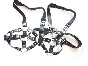 Dispositivo di castità femminile in vera pelle Reggiseno Abbigliamento da festa Imbracatura per il seno Restrizioni Schiavo Petto Bondage SM BDSM Gear Giocattolo del sesso per le donne Nero BX1080