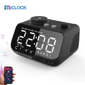 Zegar MiclockupgradedAlarm z ładowarką USB LED Cyfrowy Alarm FM R, Bluetooth Ser, Temperatura, Szeźba 220311