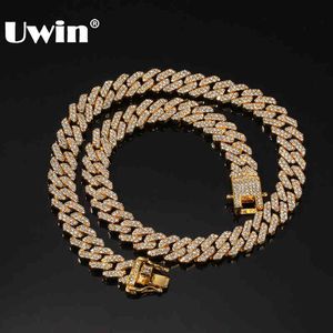 Uwin 마이크로 포장 12mm S- 링크 마이애미 쿠바 목걸이 Hiphop Mens Iced S Fashion Jewelry Drop 220113