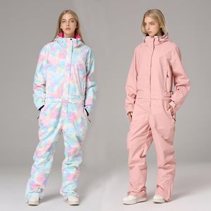 Wasserdicht Ein Stück Ski Anzüge Frauen Mit Kapuze Snowboard Overall Sport Wasserdichte Weibliche Schnee Overalls Outerdoor Frau Schneeanzug