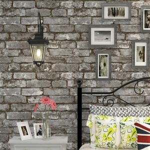 Grey Brick Wallpaper Roll 3D Effect Rustic Imatation Old Brick Wall Paper Home Decor For Living Room Bedroom Backdrop Background1