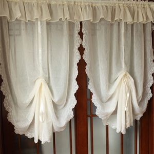 Cortina Dobrada venda por atacado-Belas cortinas de bordados dobra os tecidos do fio cortinas do balão cortinas romanas cortina da porta LJ201224 de cor creme