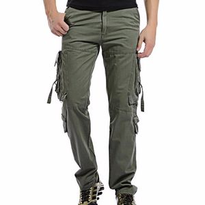 Herrbyxor Mens Cargo Multi Pocket Total Male Combat Bomull Byxor Armé Casual Joggers Män Plus Size 42