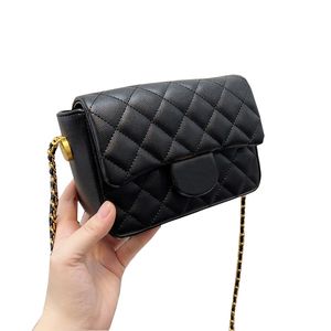 18CM Caviar Leather Classic Mini Flap Square Bags Crush Gold Metal Hardware Matelasse Chain Crossbody Shoulder Quilted Black White Cosmetic Case Cowhide Handbags