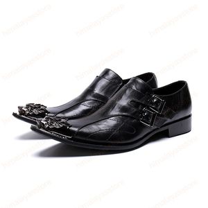 Luxo Pop Men Sapatos Rocha Couro Genuíno Vestido Sapatos Homens Handmade Moda Preto Homens Casamento Festa De Prom