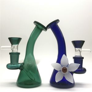 Bong vattenrör Bongs Blomma Heady Glas Rör Mini Bägare Inline Percolator Bowl Färgglada Rökning Tillbehör Hookahs