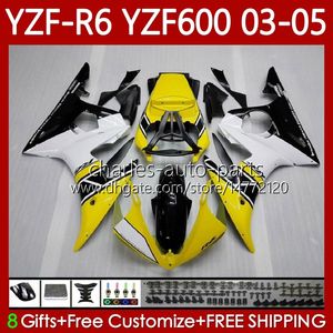 Carenature OEM per YAMAHA YZF-R6 YZF R 6 600 CC YZF600 YZFR6 03 04 05 Corpo 95No.17 YZF R6 600CC 2003 2004 2005 Carenatura YZF-600 03-05 Kit carrozzeria moto giallo nero