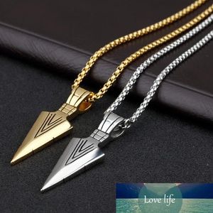 SUMENG New Fashion Men's Jewelry Arrow Head Pendant Long Chain Necklace Mens Stainless Steel Necklaces