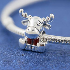 925 Sterling Silver Summer Collection Canada Maple Moose Charm Bead Fits European Pandora Jewelry Charm Bracelets