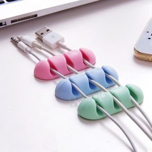 2pcs/Set Silicone Self-adhesive Cable Clip Office Desk Wire Organizer Kitchen Wire Fixing Gadget USB Charger Cord Storage Holder BH6028 TYJ