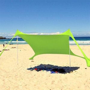 Family Beach Sunshade Lekki namiot Sun Sun Shade z kotwicami work z piaskiem 4 darmowe kołki UPF50+ UV Duży przenośny baldachim 220216