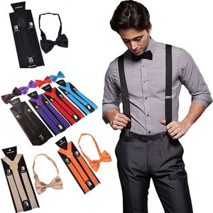 Acessórios de moda Bow Tie Suspensos definir ajustável elástico cinto cinto camisas cinta para homens mulheres