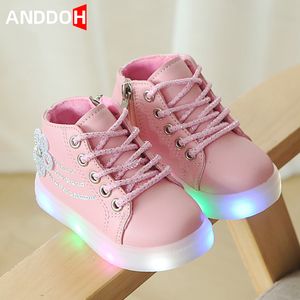 Size 21-30 Luminous Sneakers for Girls Children Led Light Anti-slippery Glowing Casual Shoes Baby Sneakers with Luminous Sole LJ201203