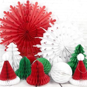 Conjunto de 12 decorações de Natal com decorações de árvore de Natal Fã de floco de neve Ornamentos de Natal para decoração em casa Y200903