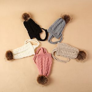 Дети Winter Hat Детские вязаные шапочки Pompon Шаровые шапки шапки ДЕТСКИЕ вязания кос Cap Бонеты мальчик девочка TD342