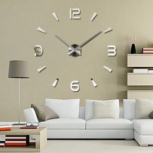 3D DIY Große Wanduhr Modernes Design Stille Wandaufkleber Uhr Acryl Spiegel Selbstklebende Wanduhren Wohnzimmer Wohnkultur LJ201204