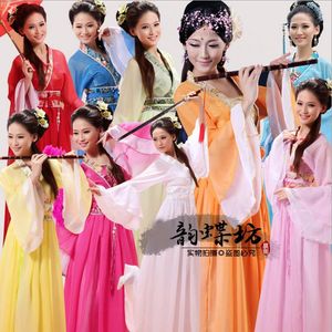 中国の伝統的な女性ハンフドレス中国の妖精のドレス赤い白いハンフ服タン王朝古代衣装293n