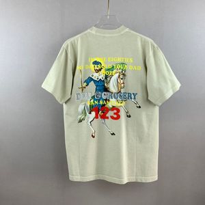 Kadın Giyim Abd toptan satış-22ss İlkbahar Yaz ABD Knight Puf Baskı Vintage T Shirt Erkek Tshirt Kadın Giysileri Rahat Pamuk Tee