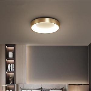 LED Tavan Işıkları Altın Siyah Nordic Yatak Odası Lamba Modern Minimalist Pirinç Romantik Banyo Çalışma Kapalı Işık Fikstür-L