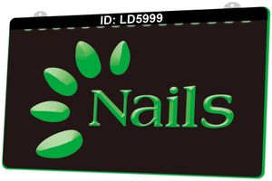 LD5999 Open Nails Beauty Salon Shop 3D Engraving LED Light Sign Wholesale Retail