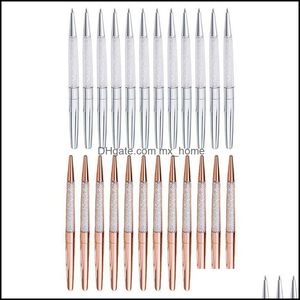 Ballpoint Pens Writing Supplies Office & School Business Industrial 12Pcs/Lot Rose Gold /Sier Pen Diamond Fine Black Ink Crystal Ballp Drop