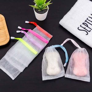 White Mesh Soap Bags Saver with Paper Card for Body Soft Exfoliating Pouch Holder For Shower Bath Foaming And Drying Face Soap Bag