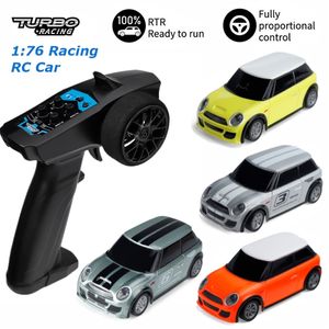 Turbo Racing 1/76 2.4G 3CH RC Car MINI Full Proportional Drift Electric Machine Remote Control Vehicle RTR Model Toys for Kids 220315