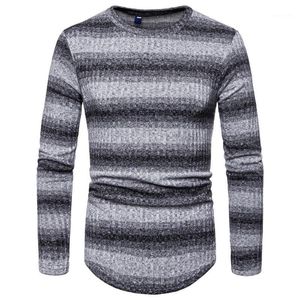 Sunfree Mens Gradient stripe Winter Pullover Knitted Top Striped Sweater Outwear Blouse Sweater Men maglioni uomo 3L451