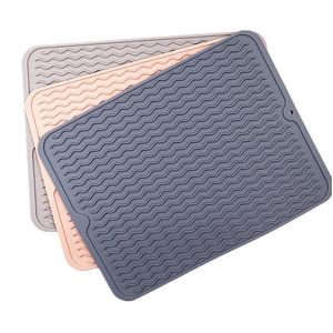 Foldable Silicone Dish Drying Mat Non-Slip Placemat Tableware Silicone Drain Pad Insulation Pot Tableware Mat VTKY2315
