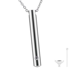 Schlanke Kristall-Kristall-Urnen-Halskette aus Edelstahl, minimalistisches Gedenk-Erinnerungsgeschenk, Stash-Medaillon-Halskette