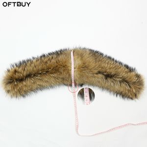 Oftbuy 100% Real Fur Collar Big Natural Raccoon Fur Fox Fur J1215