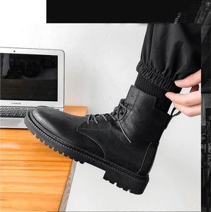 Buty męskie Zima Nieodporne Botniki Soft Side Zipper High Top Cool Black Mens But Moda Motocykl Style Rozmiar 40-45 05