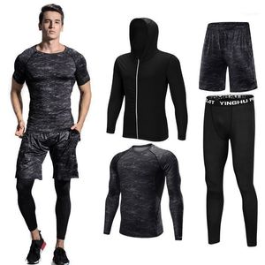 Uruchamiane zestawy Plus Size 4XL Męskie garnitury joggingowe ubrania treningowe oddychające dresowe koszule kompresji sportswear siłownia fitness nosić zestaw sportowy