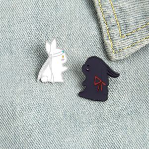 Cartoon Cute Rabbit Master Enamel Pins Black White Lan Wangji Wei Wuxian For Kids Gift Lapel Pins Clothes Bags