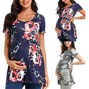 Maternity Dresses 2022 T Shirt Women Summer Clothes Short Sleeve Fashion Print Tops Pregnancy T-shirt Camisetas De Mujer