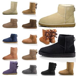 Alta Botões Low Tops Moda Bota De Neve Luxo Negro Negro Azul Rosa Cetim Vermelho Bege Meio tornozelo Curto Arco Mini Fur Botas de Couro Macio Inverno Botas