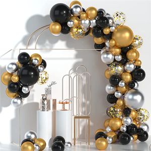 106 PCS nero oro argento palloncino ghirlanda kit compleanno graduazione anno nuovo celebrazione festa di compleanno decorazioni