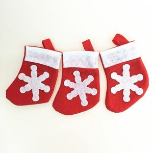 Mini Moda de Natal Moda Floco de Neve Saco de Cutelaria Xmas Decoração de Casa Meias de Natal Faca Faca De Forquilha Titular De Louça Do Natal Saco De Presente