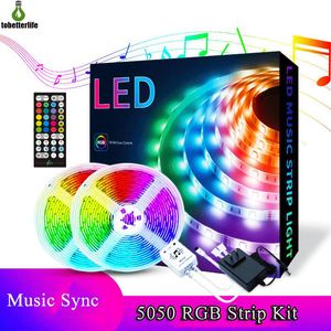 5 M 10 M RGB LED Işık Şerit 12 V 5050 Esnek LED Şerit Işık Müzik Denetleyicisi ile Parti TV Geri Ev Dekor Için