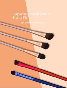 Makeupborstar 5st Eye Borste Set för ögonskugga Ögonbryn Portable Soft and Nose Shadow Beauty Tools med Alumium Holder