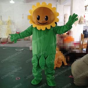 Halloween Söt Solros Mascot Kostym Toppkvalitet Tecknad Karaktär Outfit Suit Vuxna Storlek Julkarneval Födelsedagsfest Utomhus Outfit
