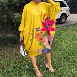 VONDA Autumn Dress 2021 Summer Spring Long Bat-Sleeve Solid Dresses Elegant Knee-Length Party Robe Ladies Bohemian Party Vestido Y220214