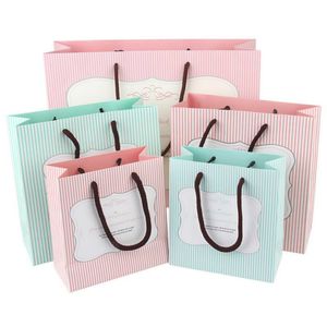 Striped Gift Wrap Senior Kraft Paper Bags Festival Packing Bag Shopping DIY Multifunction Candy Food Cookies