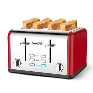 ABD hisse senedi 4 dilim ekmek kızartma makinesi ekmek üreticileri 6 gölge ayarları ile Prime retro simge ekmek kızartma, 4 ekstra geniş slot, defrost / simge / iptal fonksiyonu, çıkarılabilir A52